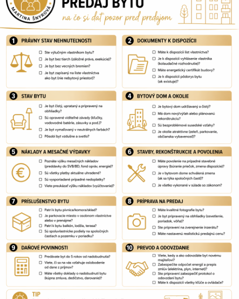 CHECKLIST na predaj bytu